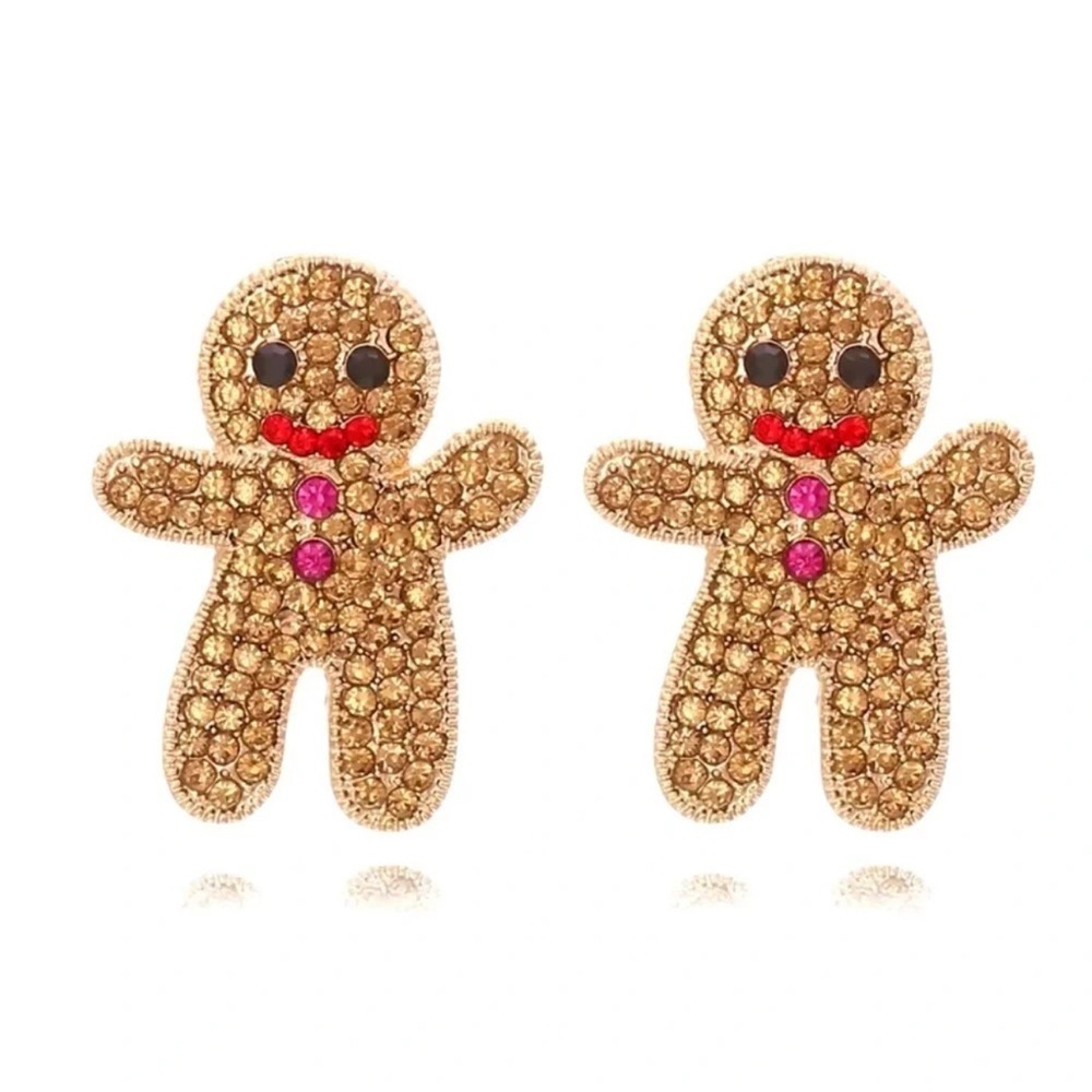 Gingerbread Christmas Crystal Earrings
